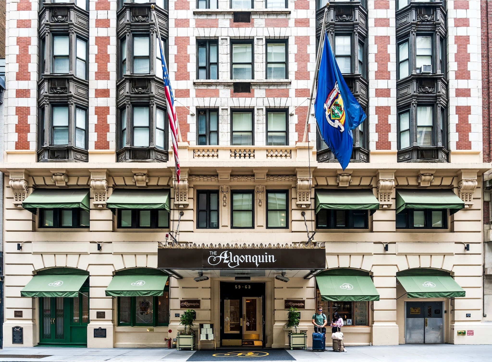 Fa&ccedil;ade of the Algonquin Hotel, American historic hotel built in 1902.