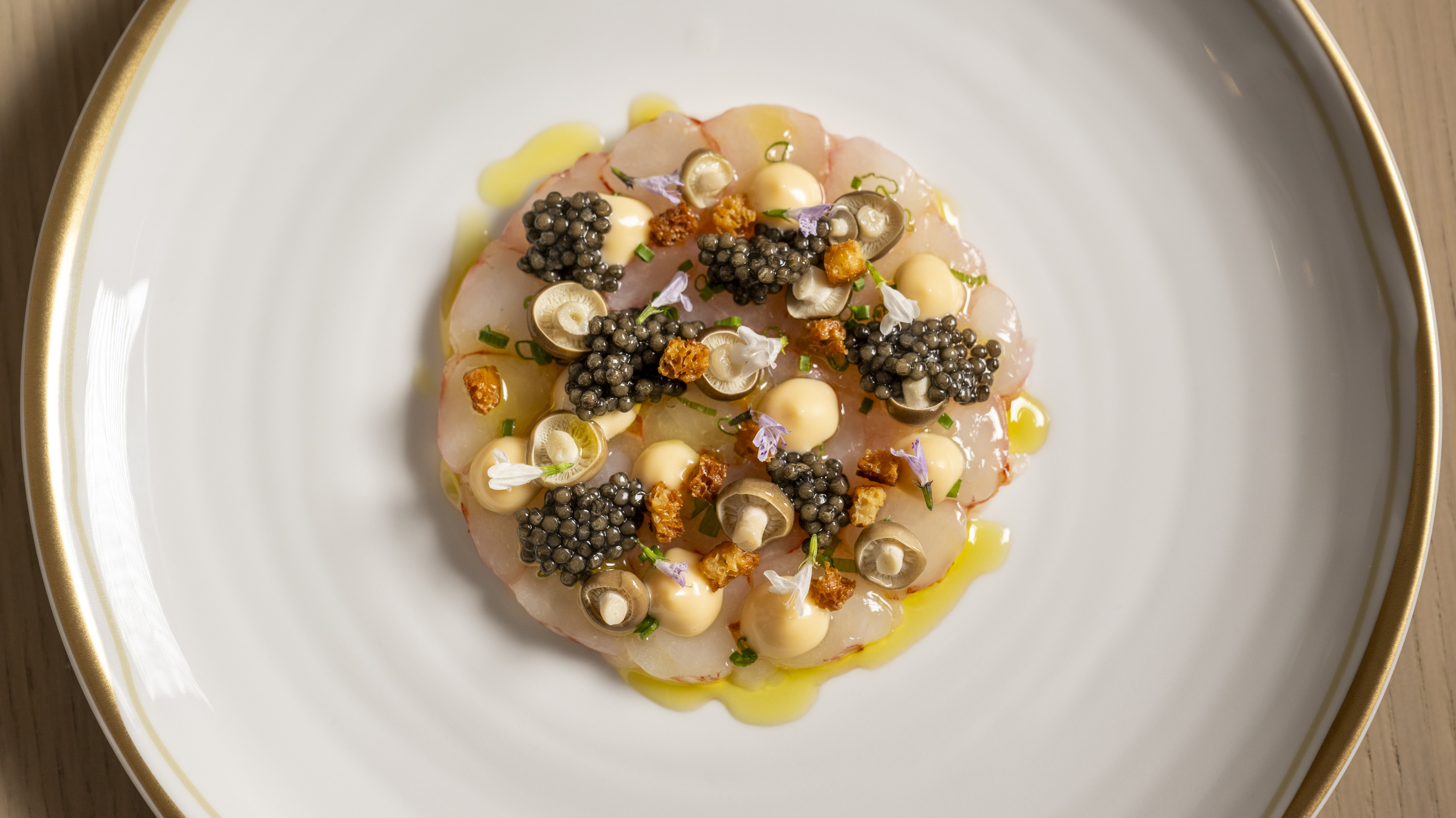A plate of gamberi rosso on a white plate