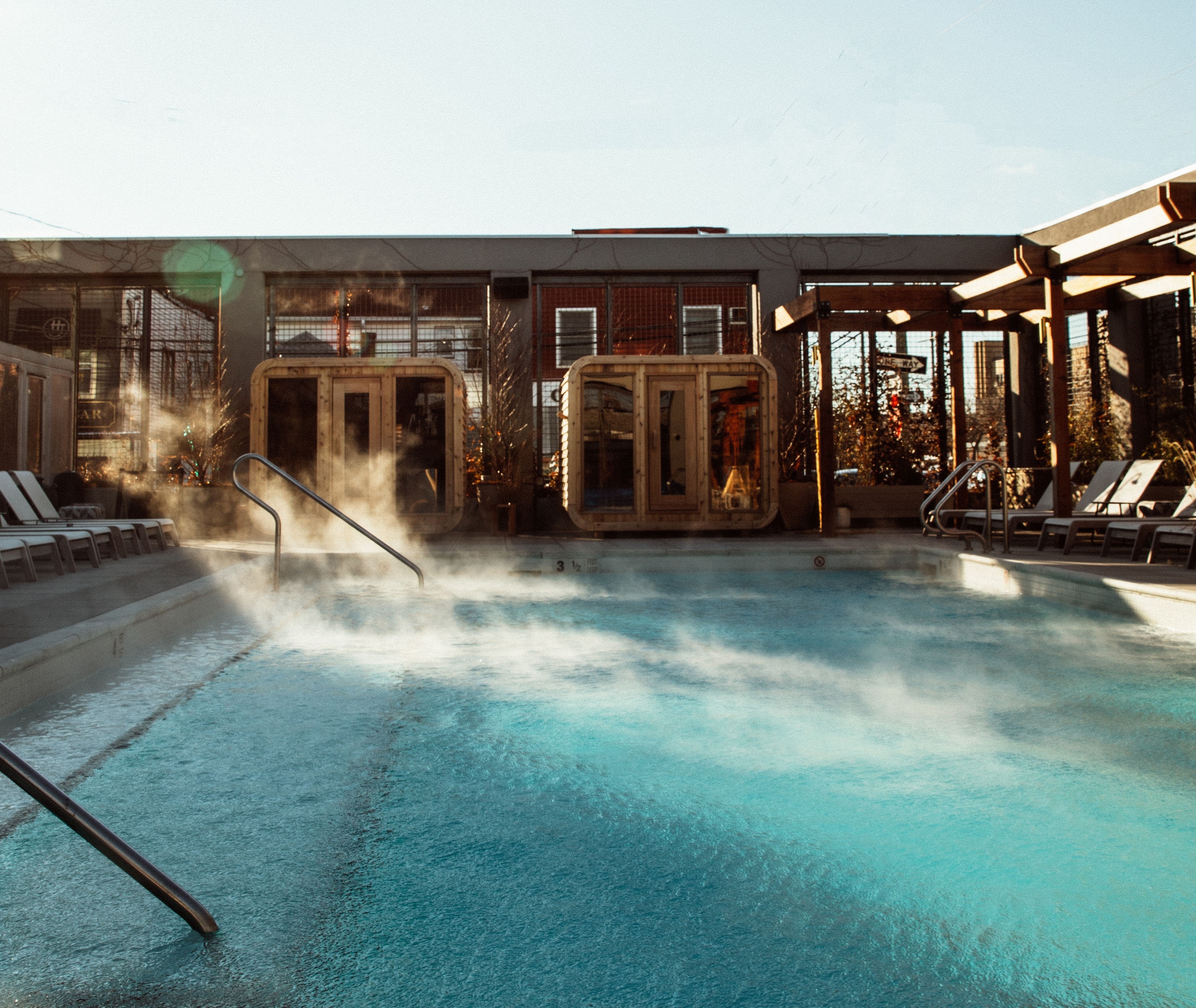 A plunge pool with cedar saunas.