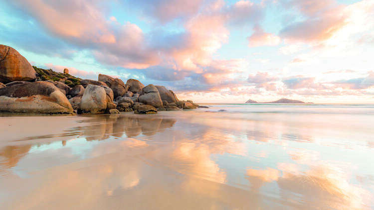 Squeaky Beach at sunset