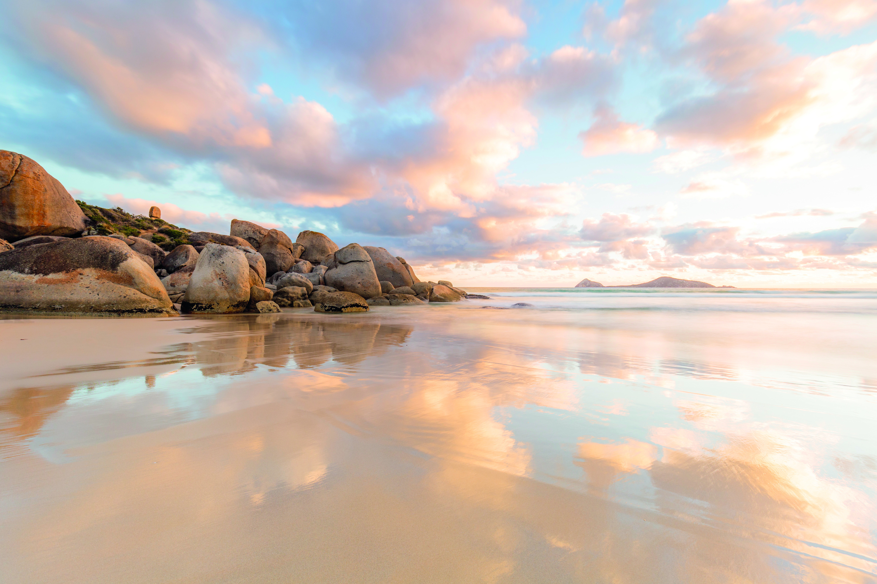 Squeaky Beach at sunset