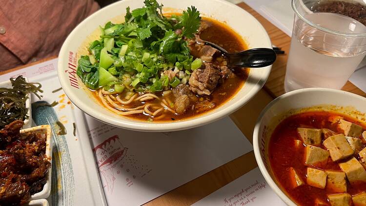 Mian beef noodle soup and mapo tofu