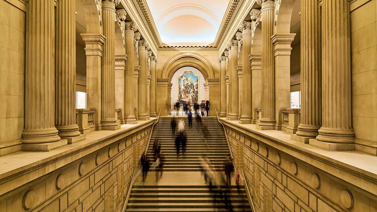  The majestic stairway at the entrance of the Metropolitan Museum of Art.