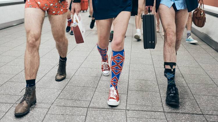 No-trousers tube ride in London, UK