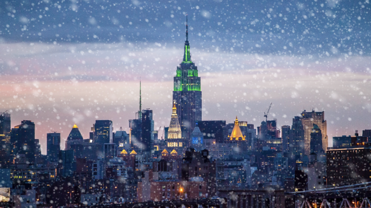 Flurries over NYC skyline