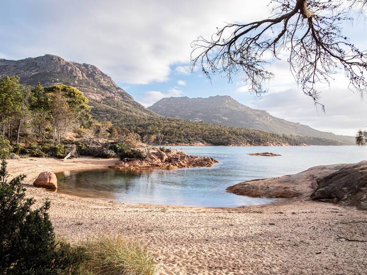 Hidden bay surrounded by mountains