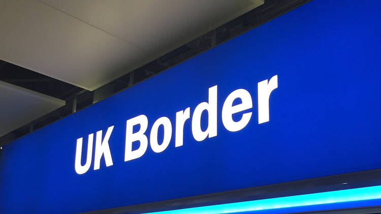 UK Border sign at an airport in Britain