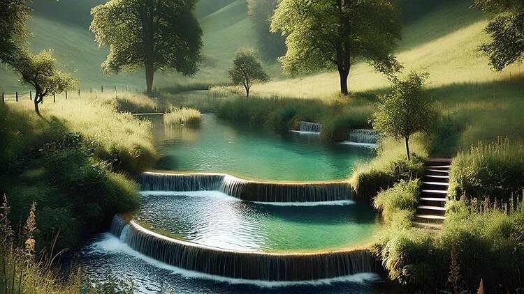 Artist impression of Stroud Water natural swimming pools 