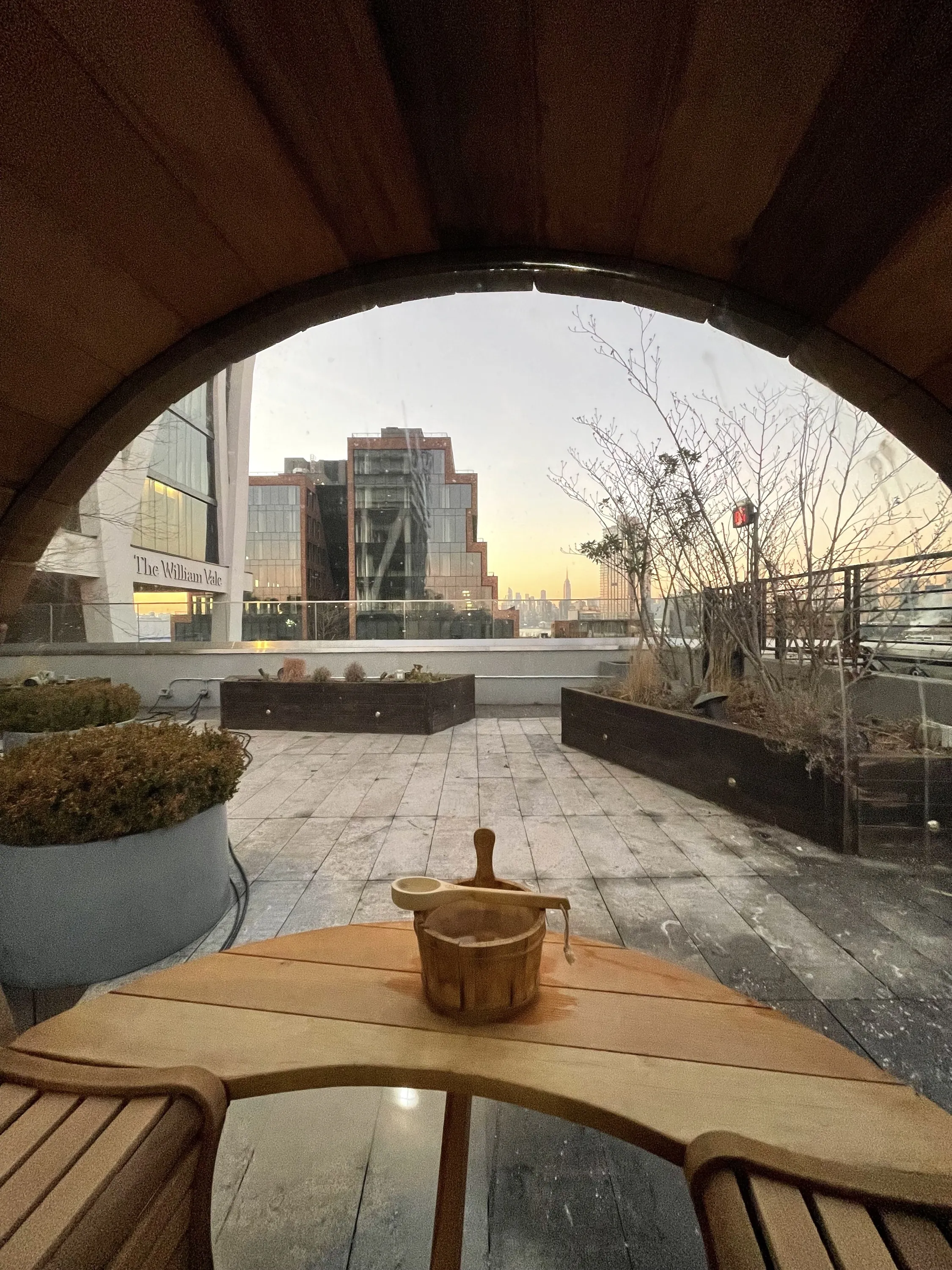 A cedar sauna at The William Vale.