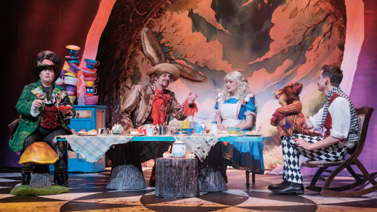 Tea party in Alice in Wonderland production