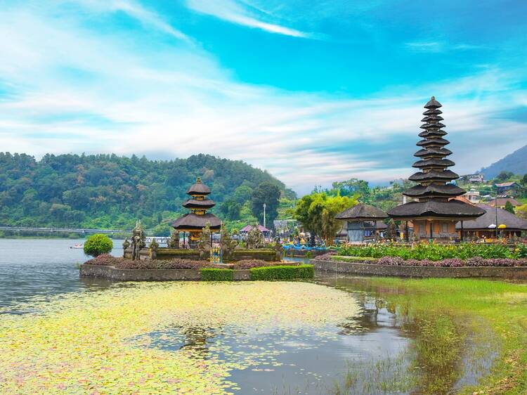 Beautiful view of Ulun Danu Beratan Temple in Bali Island in Bali Island, Indonesia