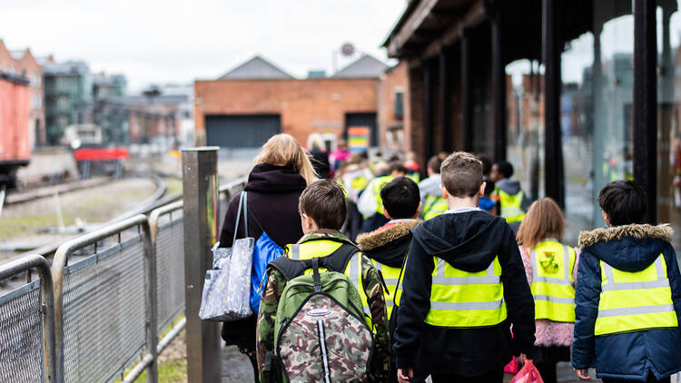 Group of schoolchildren in Manchester, UK