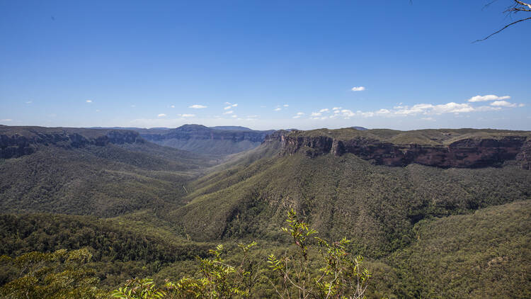 Scenic views of Grose Valley in the Blue Mountains National Park from Evans Lookout