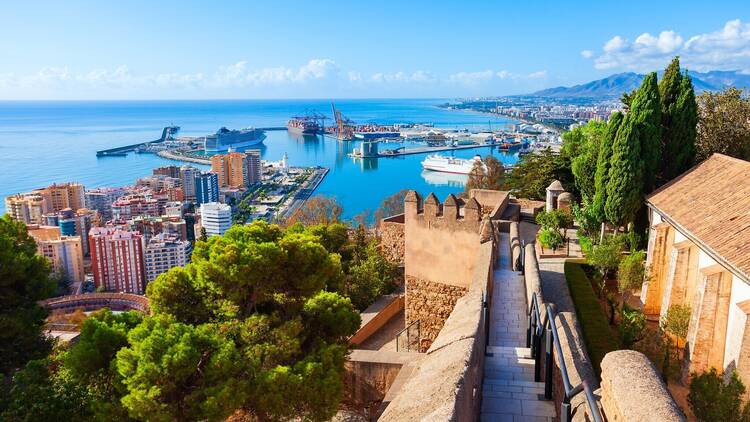 Malaga Fortress walls. Malaga is a city in the Andalusia community in Spain.