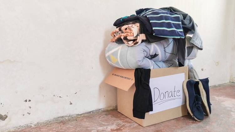 Clothing donation in a box