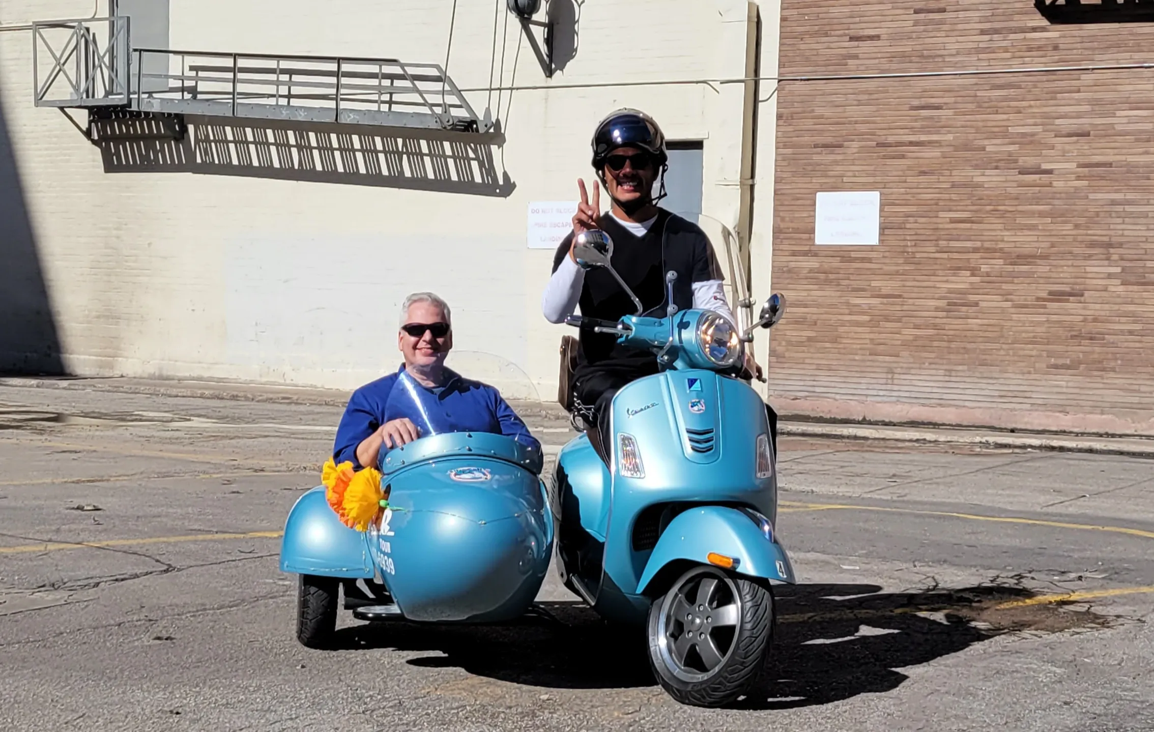 San Antonio Sidecar host Kevin Mancha on Vespa