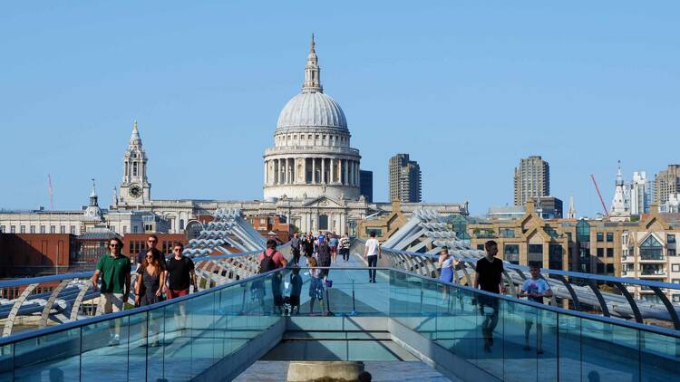 London with a view of St Paul’s Cathedral and the Millennium Bridge