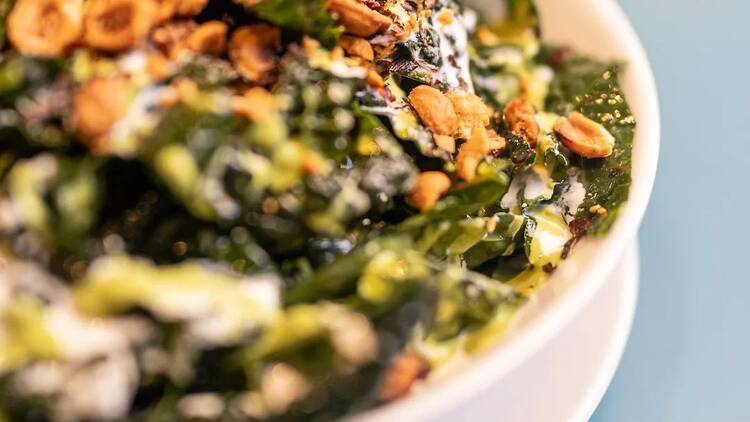 Kale, Yogurt, Tahini, and Fried Hazelnut Salad at Corte Comedor