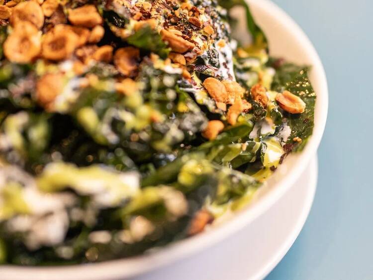 Kale, Yogurt, Tahini, and Fried Hazelnut Salad at Corte Comedor