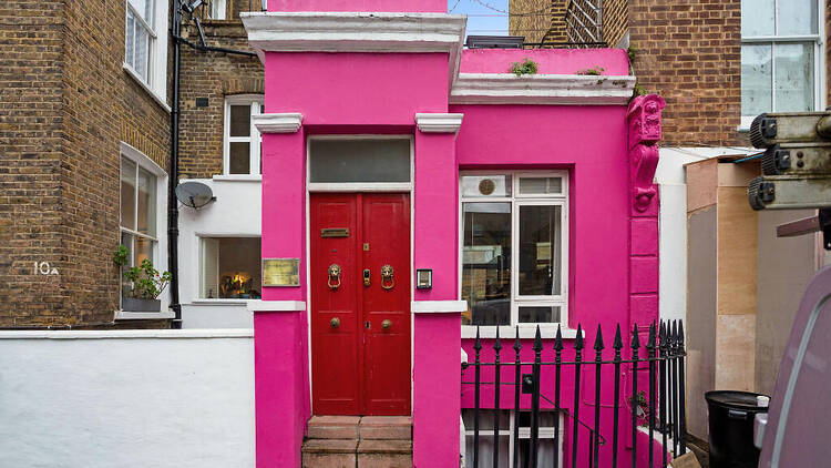 Exterior image of a pink house