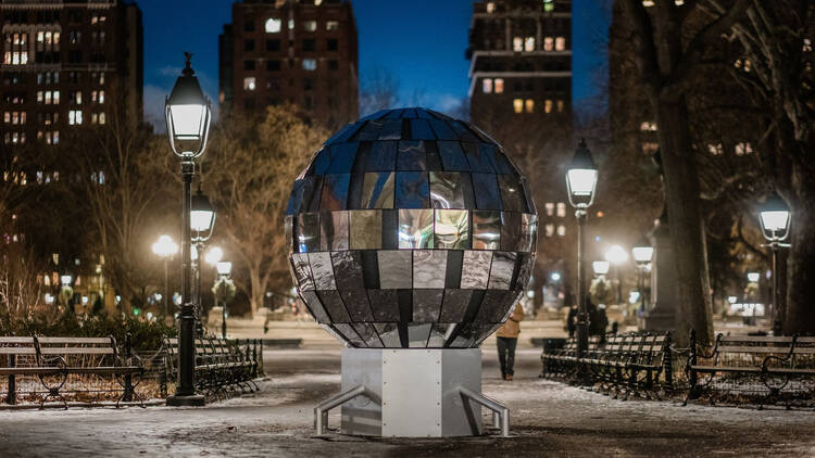 "To Reflect Everything" public art sculpture in Washington Square Park