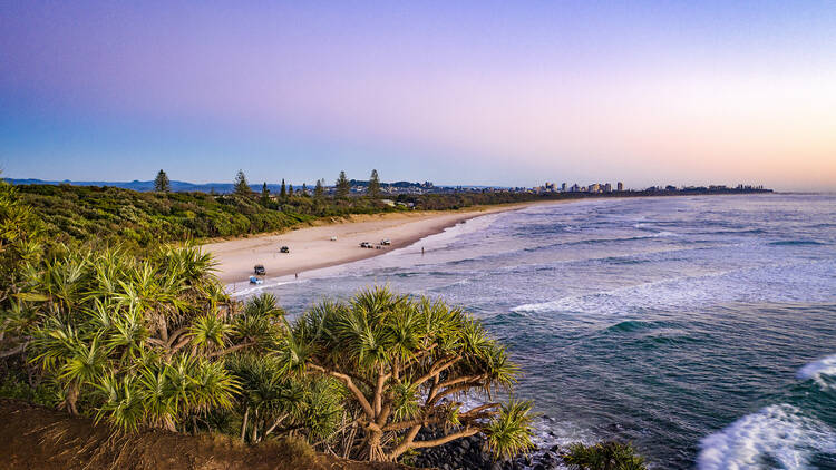 Scenic coastal views from Fingal Head at sunrise.