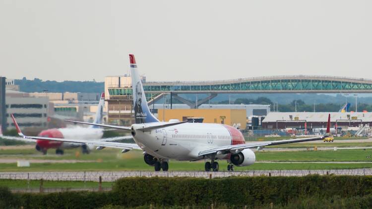 A Norwegian Airlines plane at London Gatwick airport 