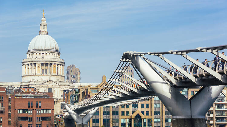 The Millennium Bridge in London with St Paul’s Cathedral in the background