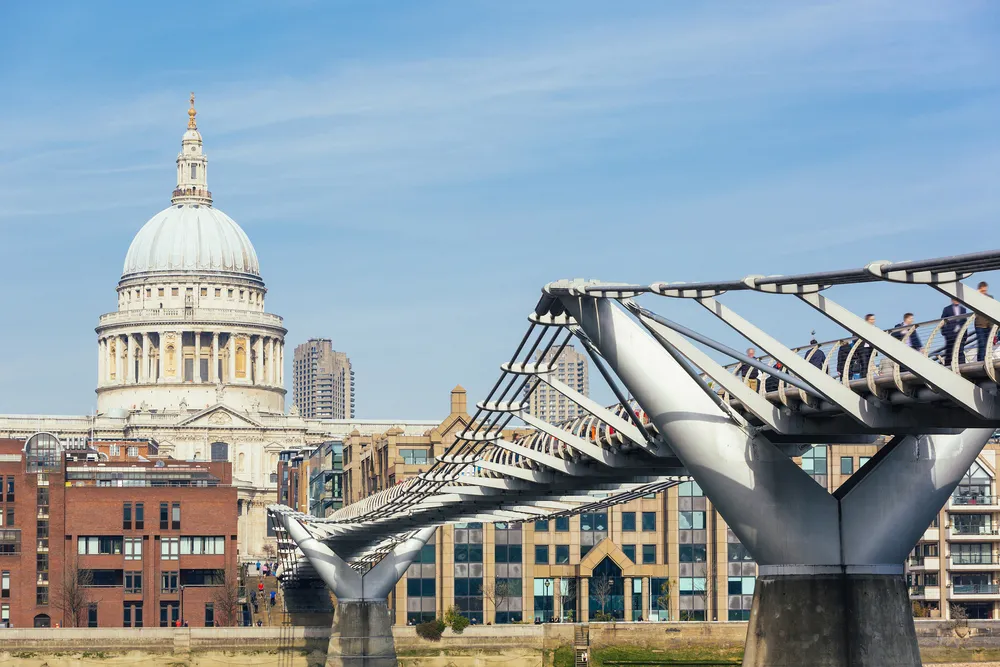 The Millennium Bridge in London with St Paul’s Cathedral in the background