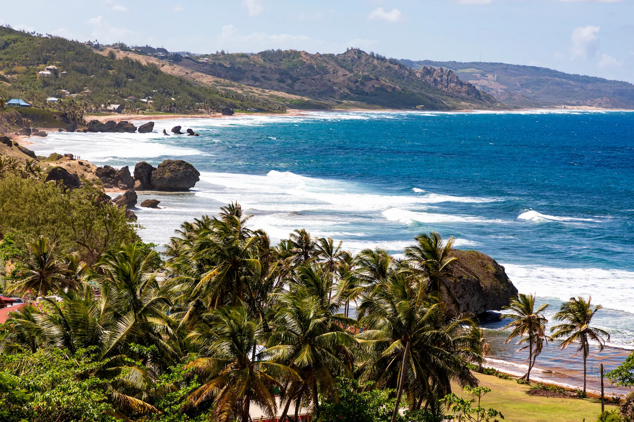 View on the wild east coast of the island Barbados with view on Bathsheba Beach