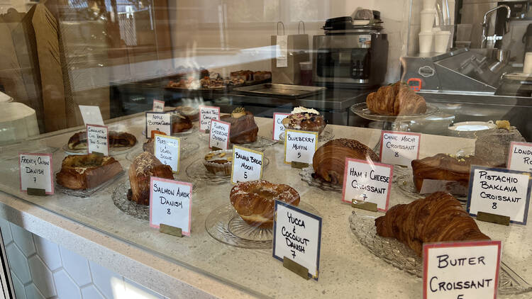 Pastry case inside of Koffeteria, a 2025 James Beard Award semifinalist for Outstanding Bakery