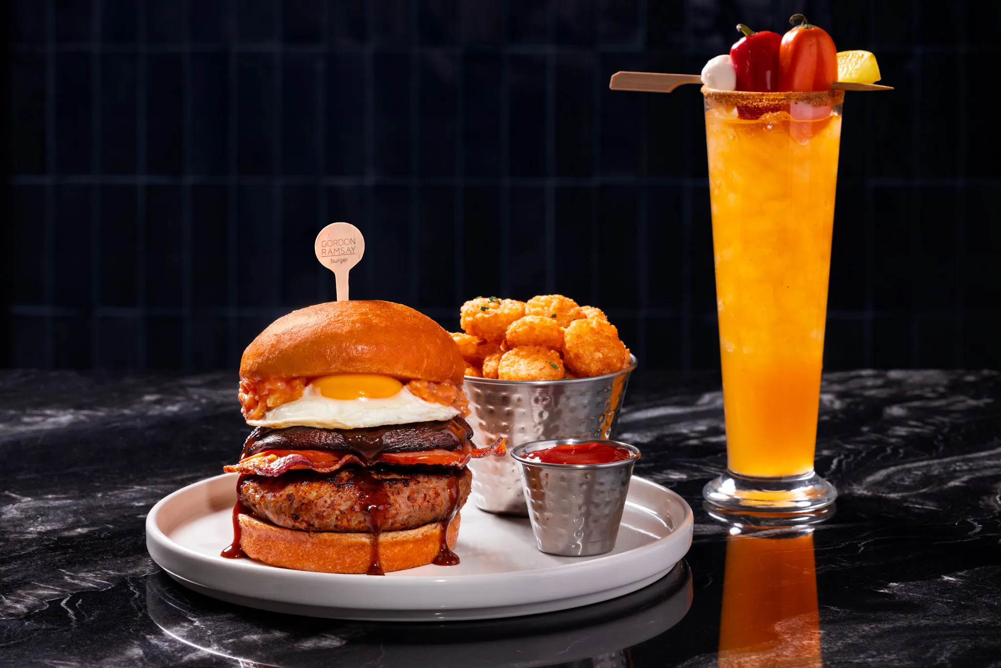 Full English Breakfast Burger and the Bloody Blonde