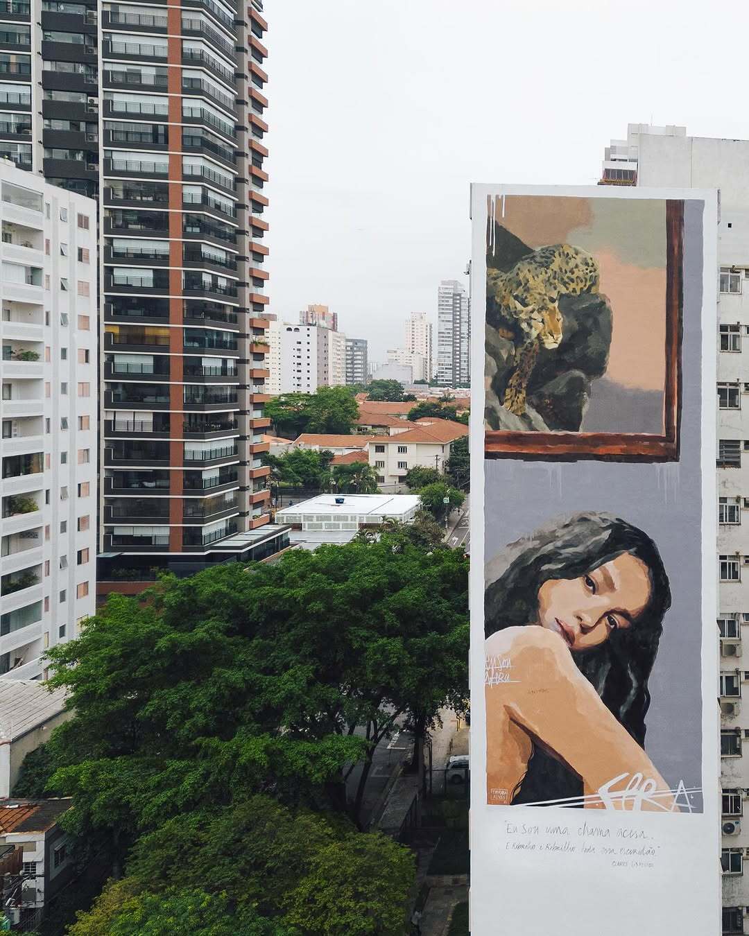 Mural de Tamara Alves no festival NaLata, em São Paulo