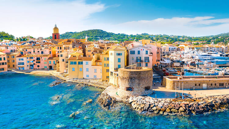 View of the city of Saint-Tropez, Provence, Cote d'Azur, a popular travel destination in Europe