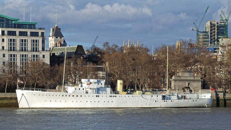 HMS Wellington, navy ship on the River Thames in London