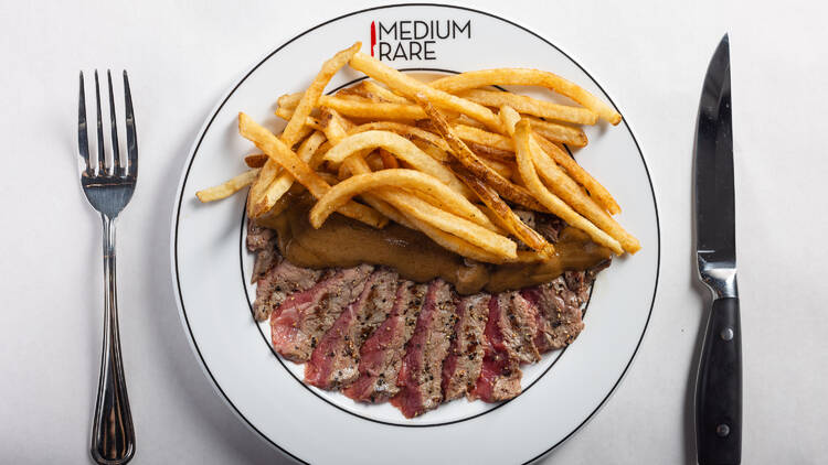 A plate of steak frites