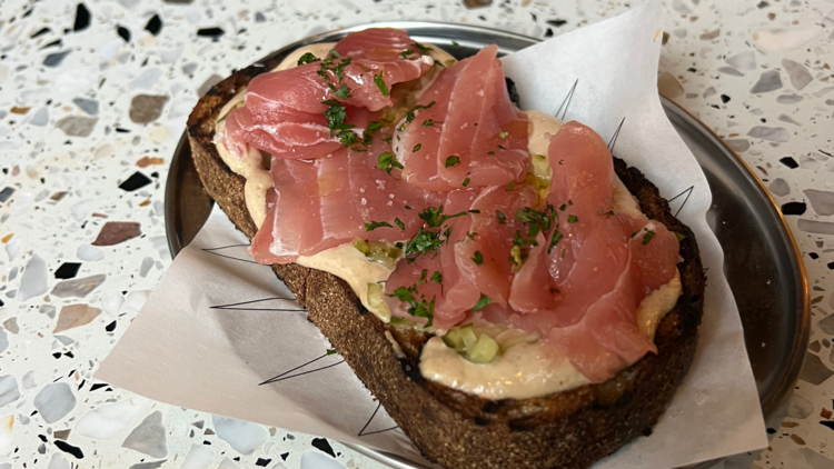 Tuna on toast at The Wine Bar