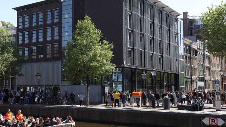 Anne Frank House on Prinsengracht in Amsterdam, Netherlands