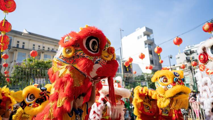 The mandatory lion dance performances