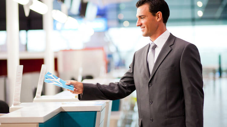 Businessman boarding a flight