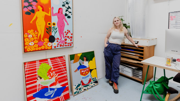 Artist Em Hatton in her studio