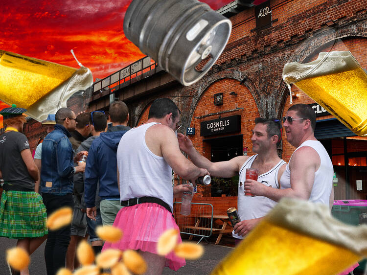 A collage of a stag do in Bermondsey 