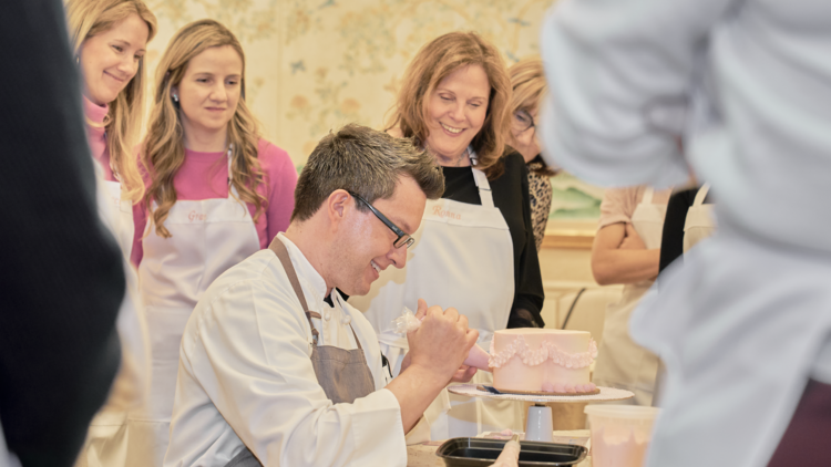 James Rosselle leads a cake decorating class at the Peninsula Beverly Hills.