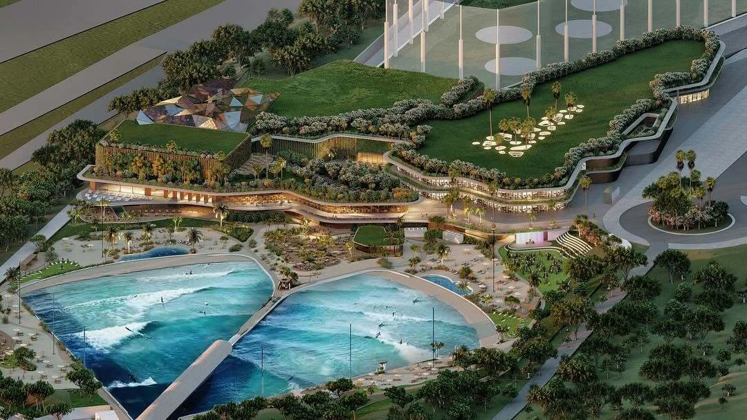 Playa piscina olas en el estadio Metropolitano Madrid