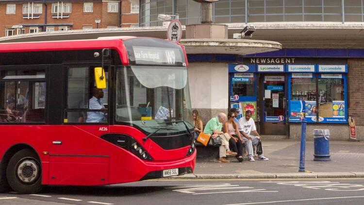 The W9 bus at Southgate Station in north London