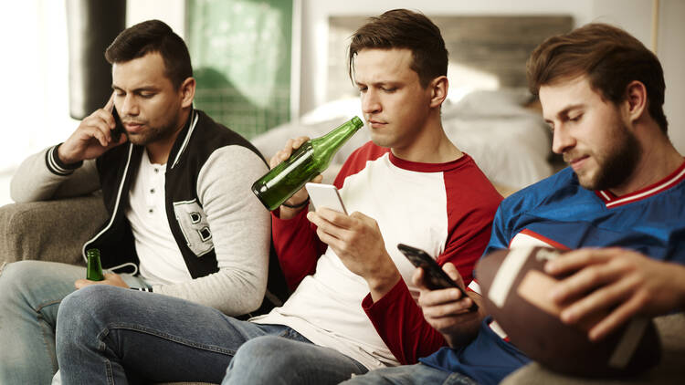 Men watching football - super bowl commercial