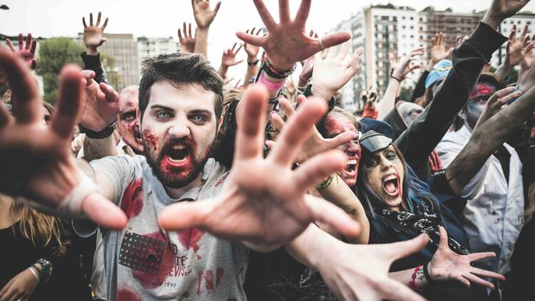 Milan,,Italy,-,October,25:,Zombie,Parade,Held,In,Milan people dressed as zombies