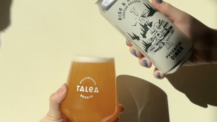 A can of Talea Rise & Shine beer and a full glass of beer