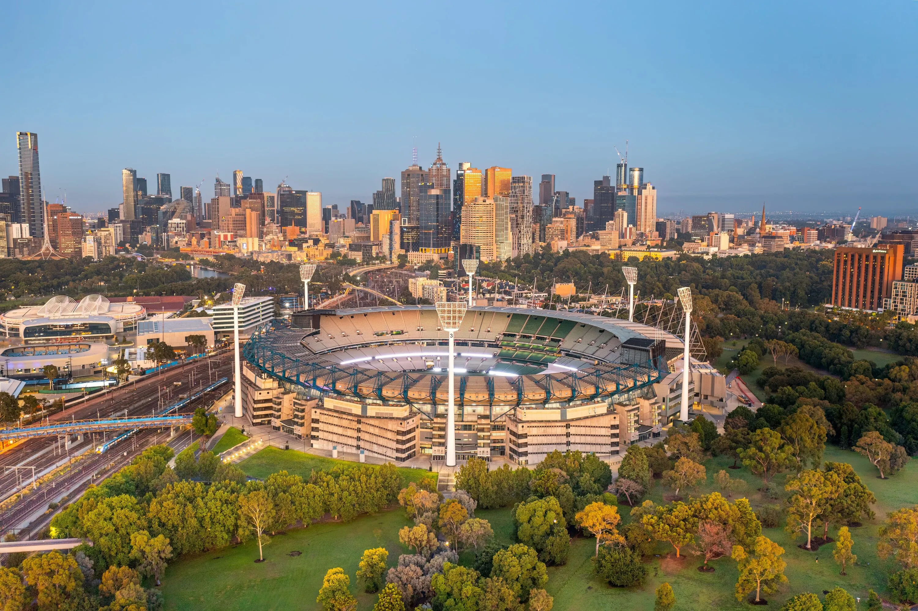 An aerial shot of the Melbourne Cricket Ground.