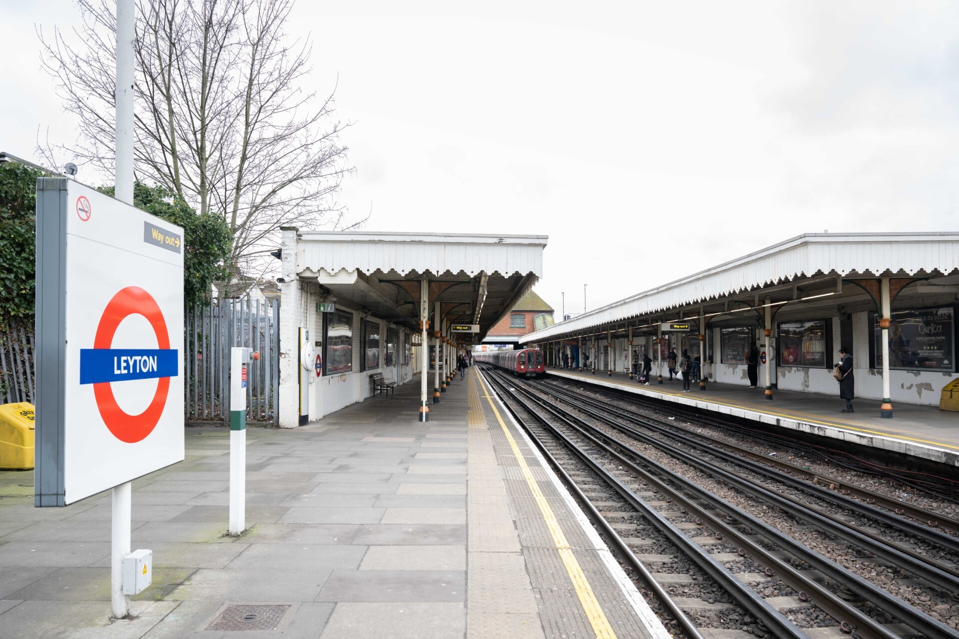 Leyton tube station platform in east London